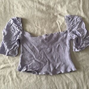 Princess Polly Smocked Puff Sleeve Crop Top Lavender Size US 12